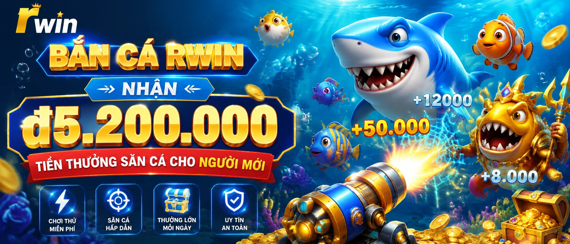 Bắn Cá Săn Boss với giao diện tập trung mục tiêu