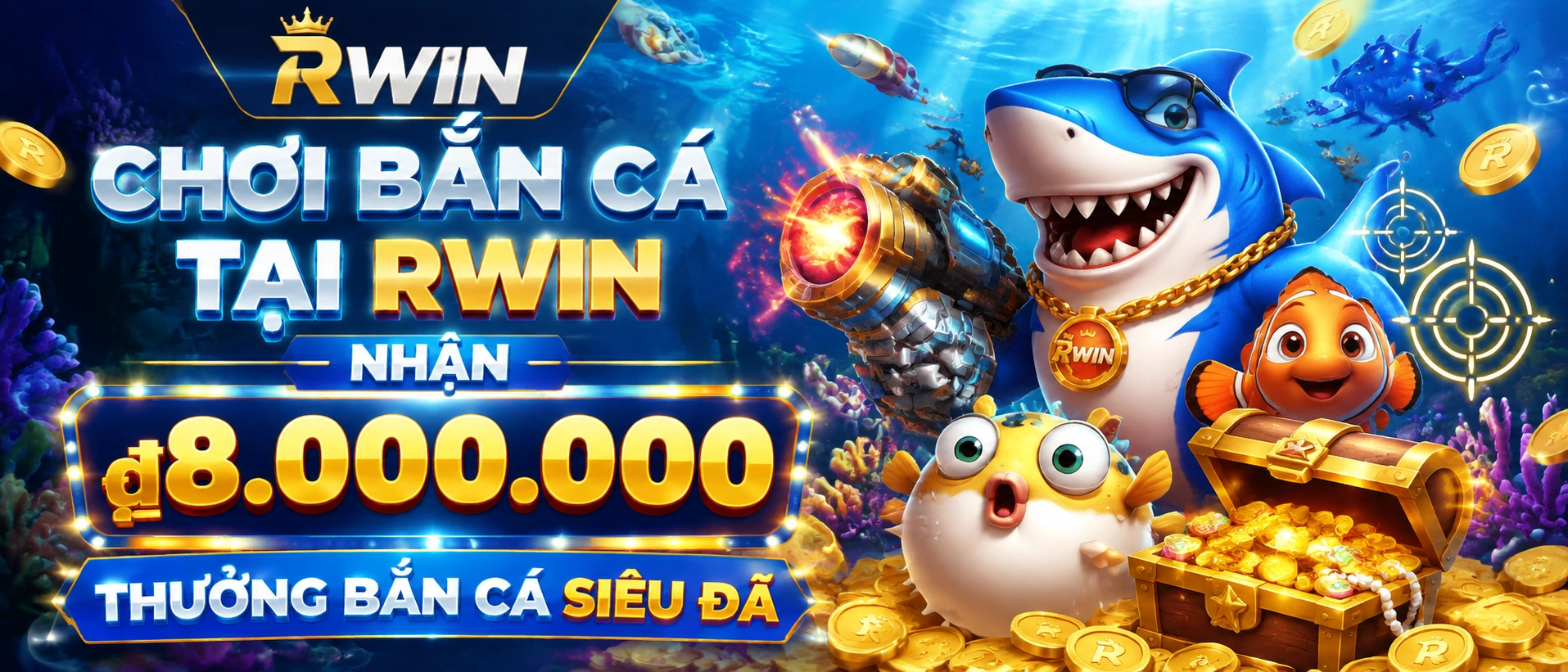 Giao diện Bắn Cá rwin với sảnh đại dương và bàn chơi