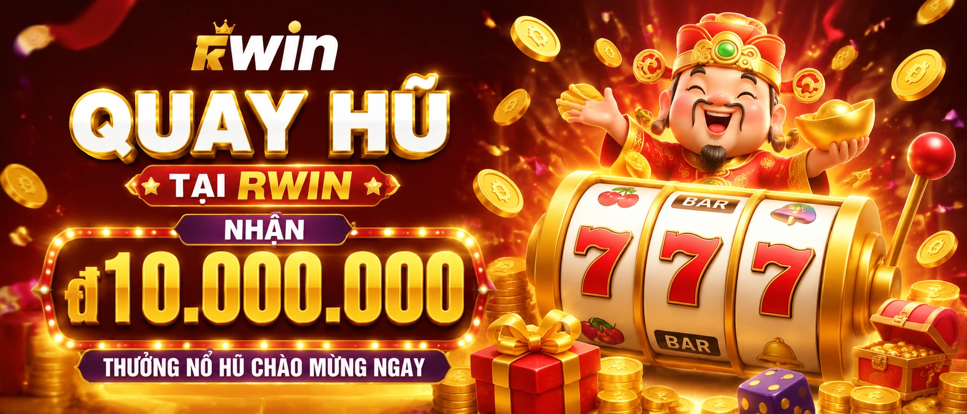 Khu Nổ Hũ rwin hiển thị danh mục game slot và ưu đãi nổi bật