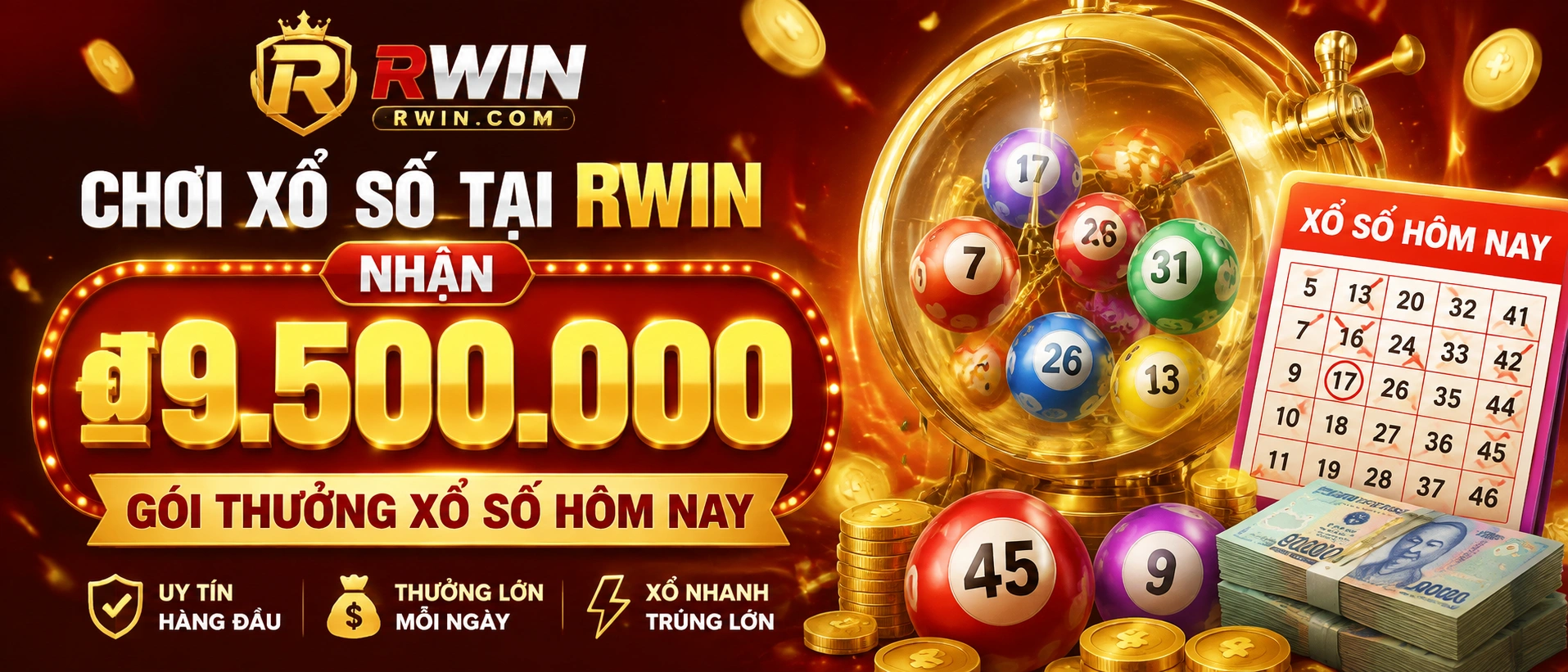 Danh mục xổ số theo khu vực trên RWIN